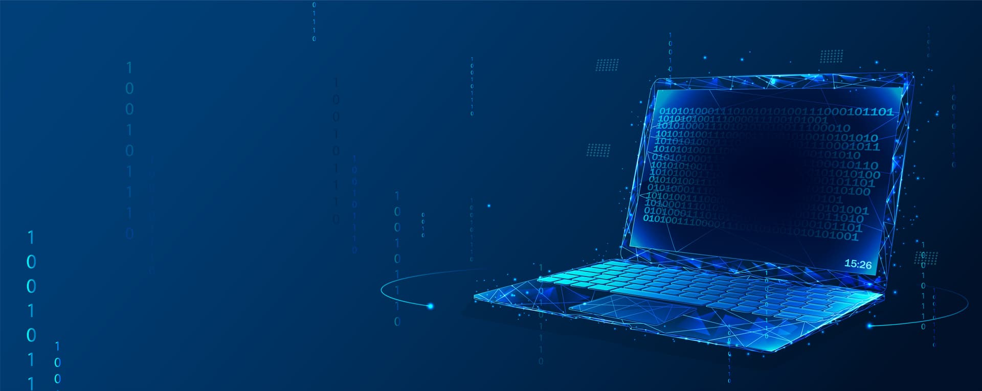 Digitales Laptop-Design mit Binärcode