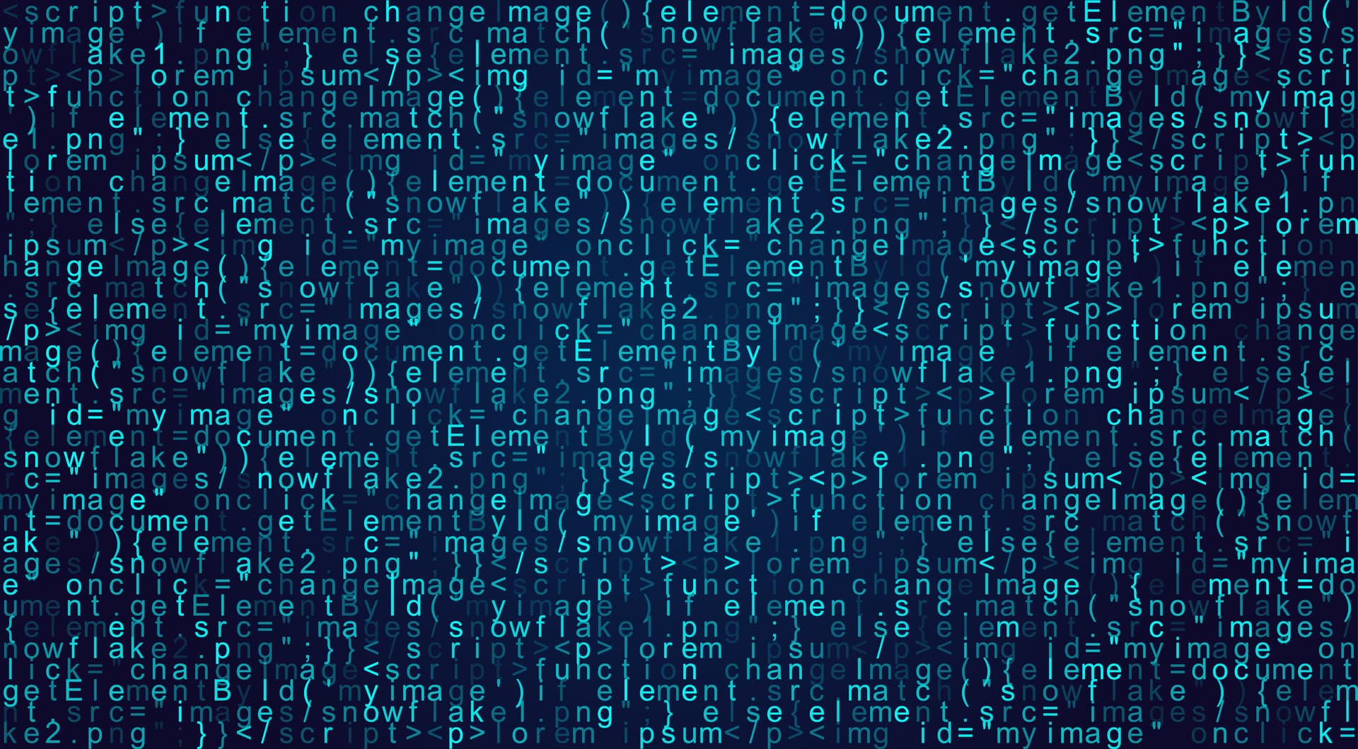 Code in JavaScript auf blauem Hintergrund